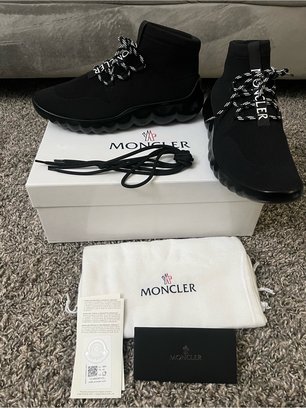 Moncler Black CLELIE SCARPA Sock-Style Knit Sneakers